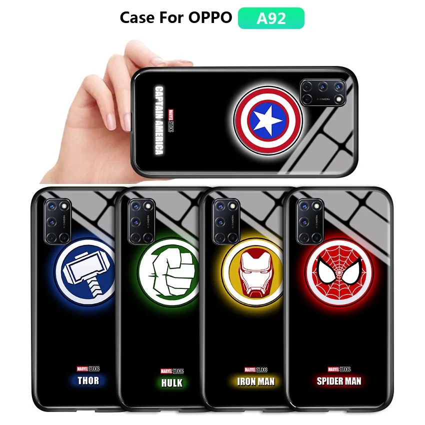 Для OPPO A92 A72 A52 A31 2020 A12 светящийся в темноте чехол Marvel Железный человек пантера Тор