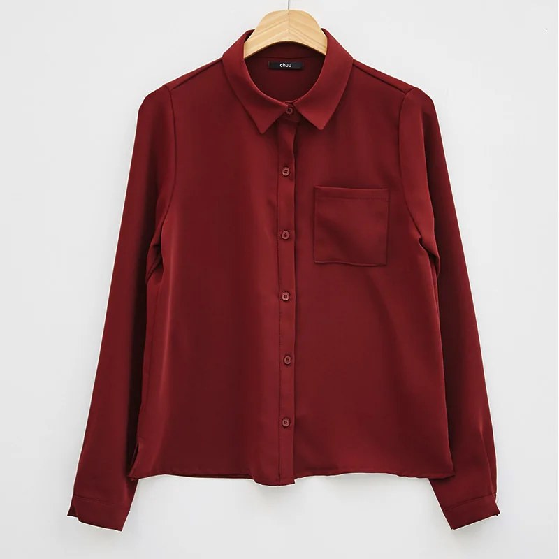 

2020 Spring and Autumn New Style Korean-style Versatile Slim Fit Slimming Base Shirt Top White Shirt Chiffon Long-Sleeve Shirt