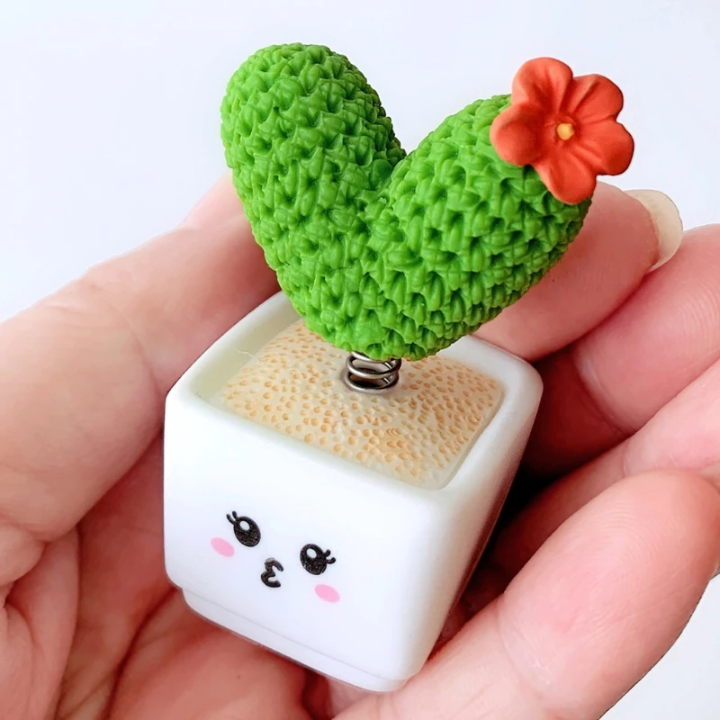 

4Pcs Creative Simulation Love Cactus Shape Statues Plant Potted Bonsai Figurines