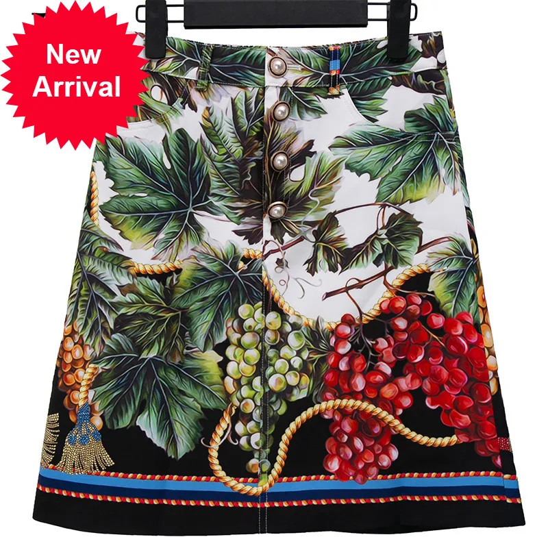 

Fashion Designer Summer Two Piece Set Women's Sexy Lace Transparent Long Sleeve TopHigh Waist Print Skirt Suit
