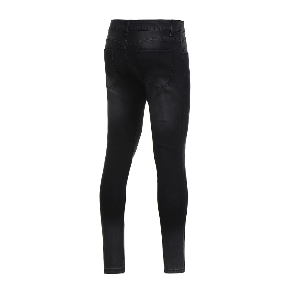 Mens Jeans Skinny Stretch Denim Pants Distressed Ripped Freyed Slim Fit Trousers Hole Hip Hop джинсы | Мужская одежда