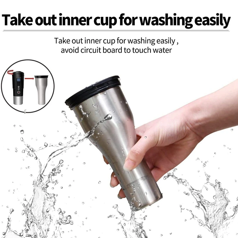 

12V 410ML Digital Display Electric Hot Water Vacuum Cup Thermostat Car Home Temperature Control Heating Mug Kettle 90C