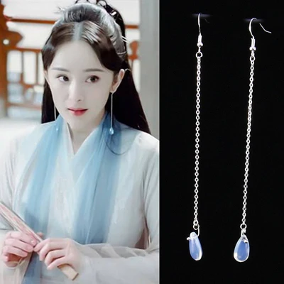 ; сетчатая ткань; китайское платье-бай Цянь элегантный костюм феи hanfu для женщин выставка фотографии hanfu цветок для костюмированной вечеринки Восточный Костюм - Цвет: eardrop1
