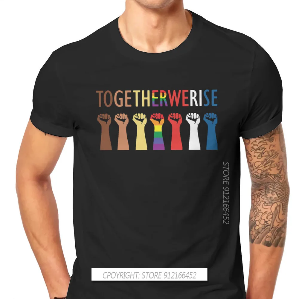 

Together We Rise Unity Style TShirt LGBT Pride Month Lesbian Gay Bisexual Transgender Gift Basic T-Shirt Short Sleeve