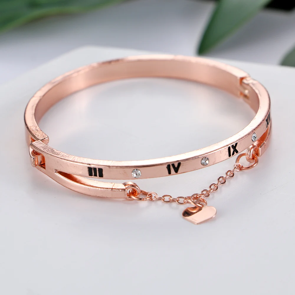 

2022 Luxury Rose Gold Stainless Steel Bracelets Bangles Female Heart Forever Love Brand Charm Bracelet For Women Jewelry Gift