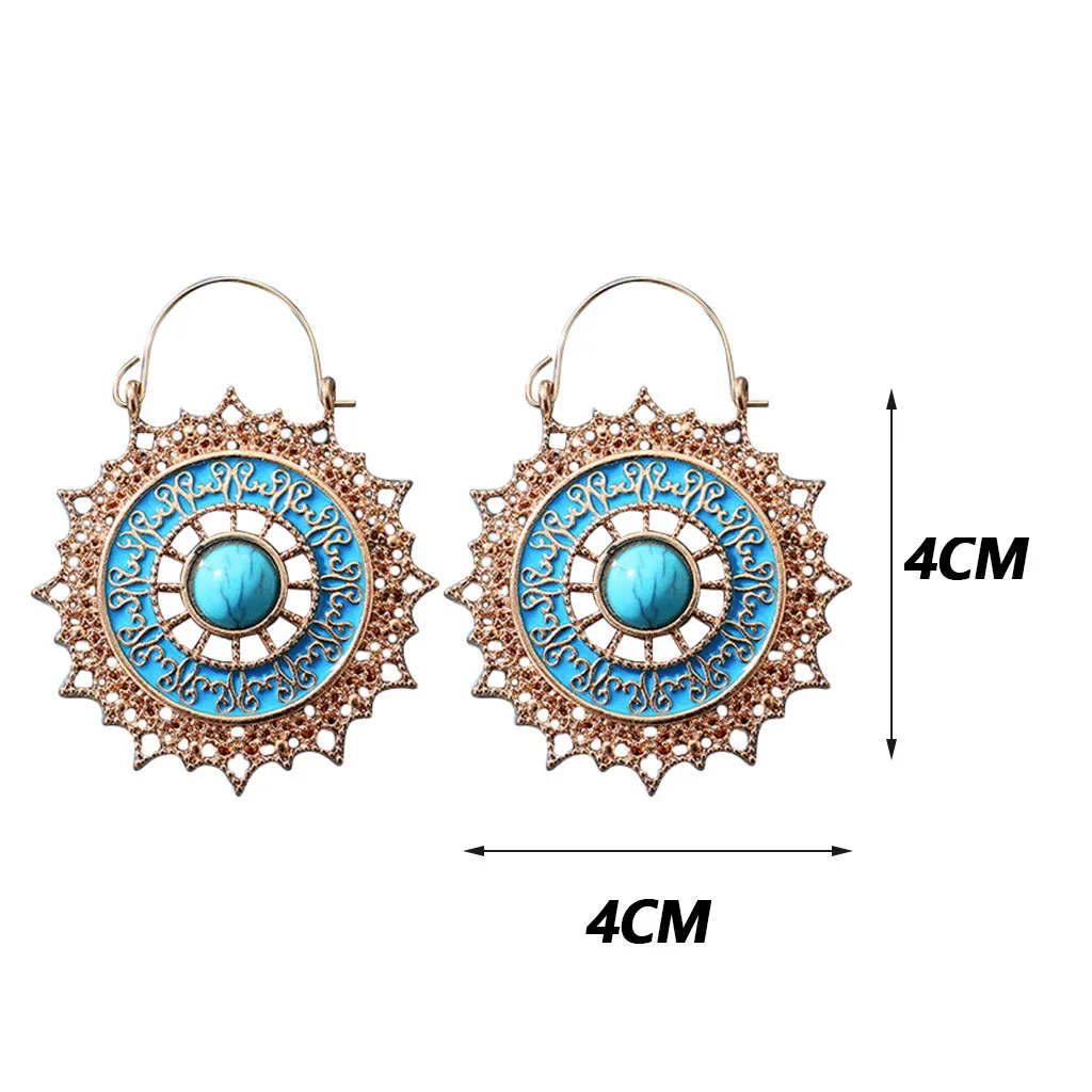 

Vintage Bohemian Openwork Round Flower Basket Metal Ladies Earrings Gift earrings women's party dating jewelry Gift