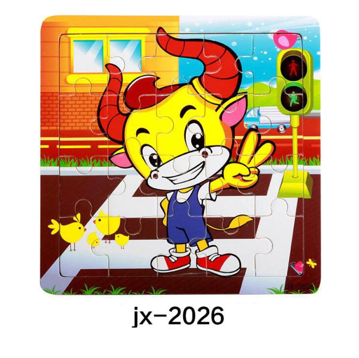 jx-2026 Детские игрушки деревянные 3d головоломки мультфильм животных интеллект Дети образовательный мозговой тизер детская танграмма формы обучающий пазл игрушка - Цвет: jx-2026