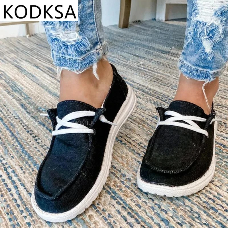 

2021 Women Sneakers Canvas Shoes Solid Leopard Breathable Casual Sneakers Woman Flats Spring Lace Up Round Toe Women Flat Shoes