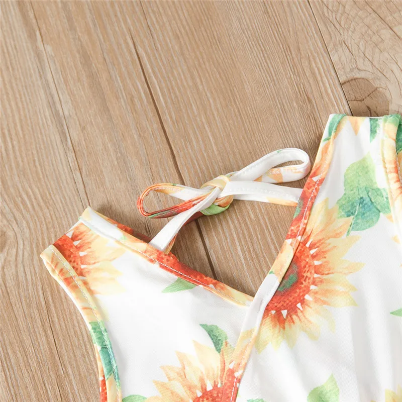 

Sleeveless Girl Jumpsuits Newborn Baby Girl Romper Sunflower Print Infant Jumpsuits Sunsuit Summer Clothes Outfits