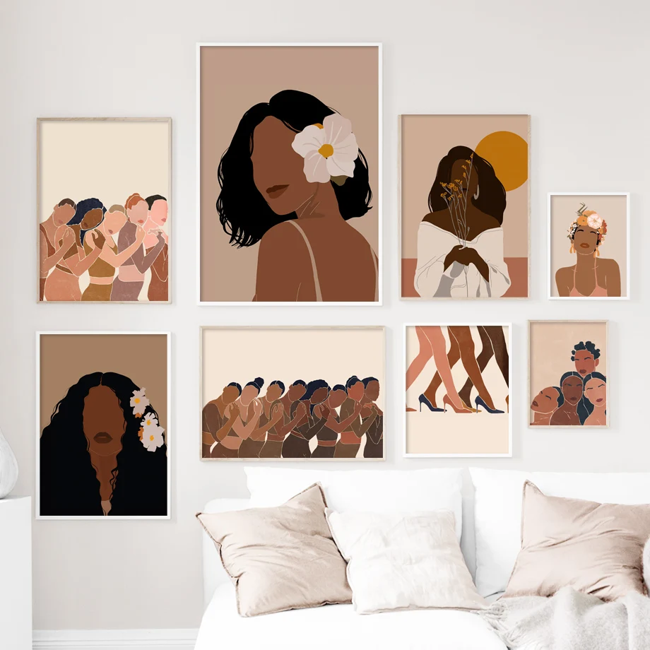 

Black Girl Woman Illustration African Wall Art Canvas Painting Feminist Posters and Prints Fashion Wall Pictures Room Decor