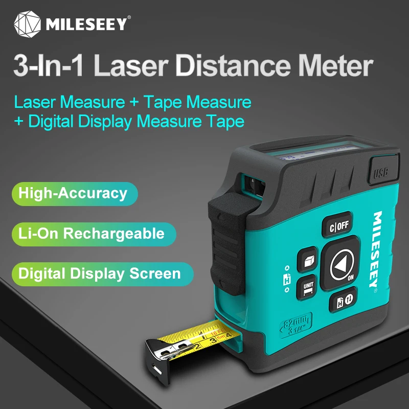 Лазерный дальномер Mileseey 3 в 1 DT20 измеритель расстояния с цифровым Bluetooth дисплеем