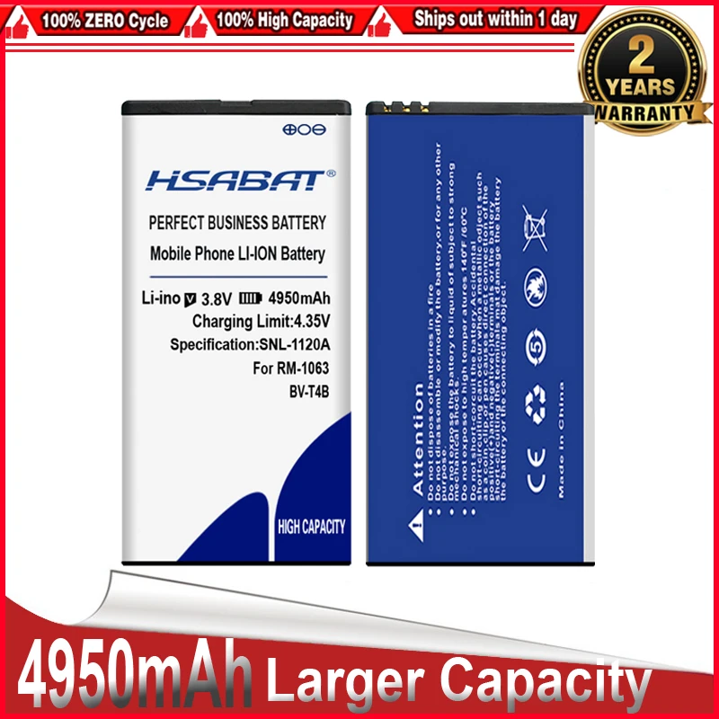 HSABAT BV T4B 4950 мАч для Nokia Microsoft Lumia 640XL RM 1096 1062 1063 батарея BVT4B Бесплатная доставка|battery for