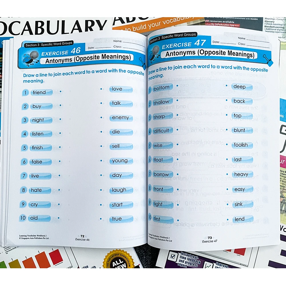 

6 Sets of Singapore's Vocabulary of SAP Learning Vocabulary 1st Grade English Books Children Homework Educational Booklets