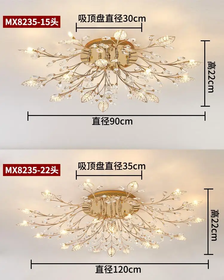 Art deco Led crystal ceiling light for Dining room Surface lighting gold Crystal fixtures leaf lamp G4 led luminaria | Лампы и