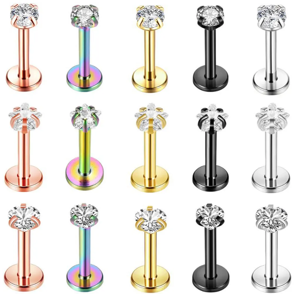 

Guemcal Stainelss steel Labret Piercing Lip Ring Crystal Lip Helix Piercing Tragus Earring Cartilage Stud Pircing Jewelry 16G
