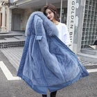 Теплая и водонепроницаемая куртка Luzuzi на 2021 хлопковой подкладке, женское длинное тонкое пальто большого размера, женская зимняя парка с большим мехом и капюшоном для женщин