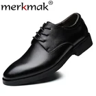 Мужская деловая кожаная обувь на шнуровке, в британском стиле