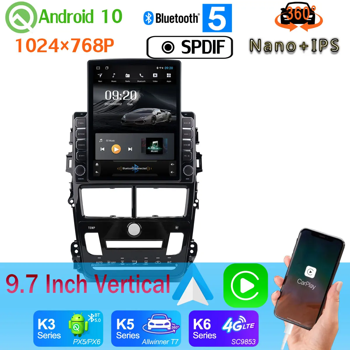 9 7 &quotTesla Style PX6 4 + 64G GPS Android 10 0 Nano IPS радио для Toyota Yaris Vios 2017 2020 MT AT автомобильные медиа
