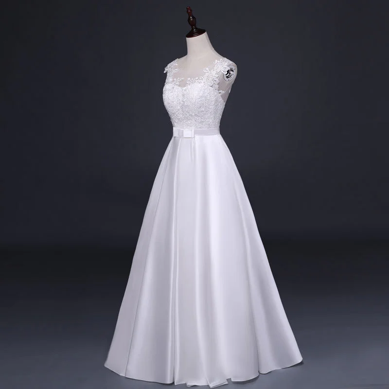 

2021 New Sexy Lace Round Neck Wedding Dress Elegant And Simple