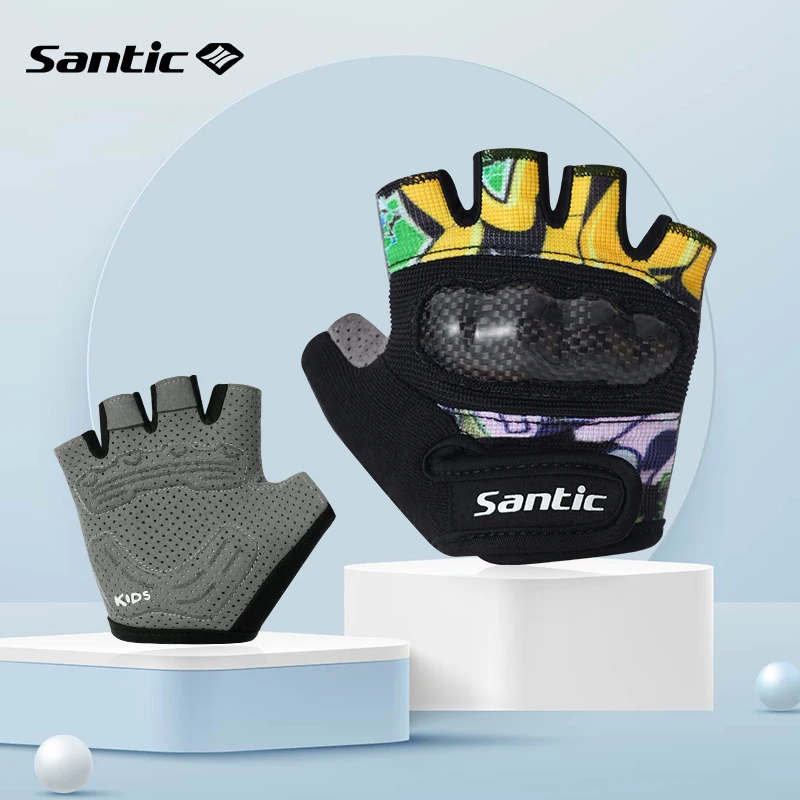 

Детские велосипедные перчатки Santic, спортивные защитные противоударные детские перчатки с полупальцами, спортивные перчатки для гоночного ...