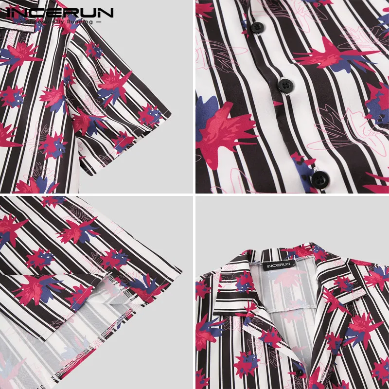 

Men's Hawaiian Shirt Printing Short Sleeve Lapel Beach Breathable 2021 Summer Camisas Streetwear Casual Vacation Blouse INCERUN