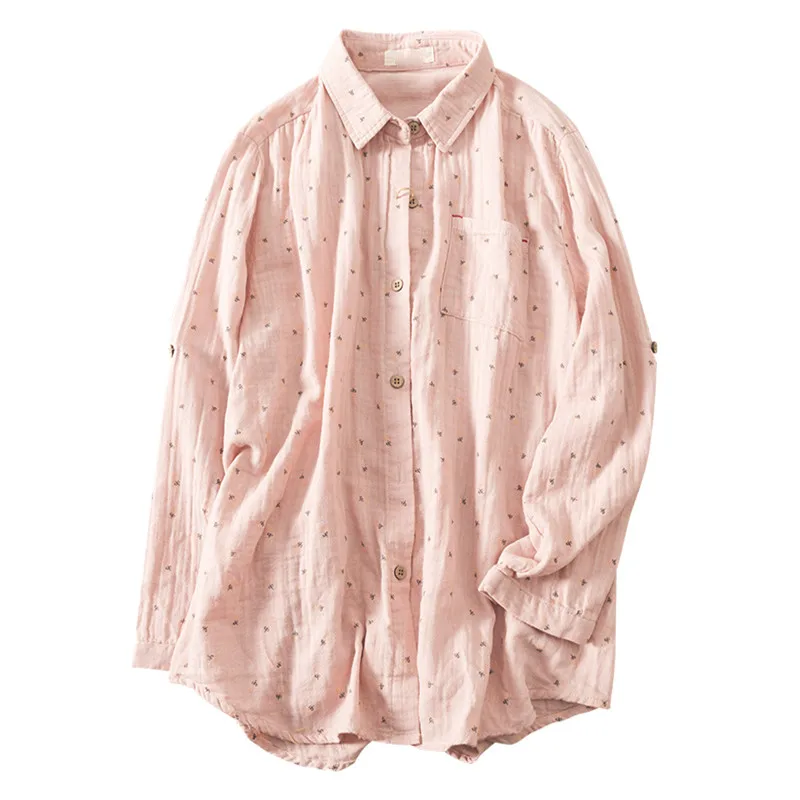 

Lamtrip Vintage Ink Painting Fruit Grapes Print Turn Collar Long Sleeve Cotton Yarn Shirt Blouse 2021 Spring Women Top