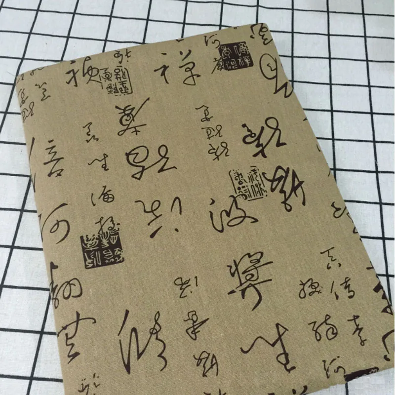 Винтажная конопляная льняная ткань с китайскими иероглифами сделай сам для