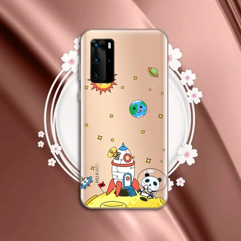 

Cartoon floating astronaut Phone Case Transparent for Huawei P honor 8 10i 20 30 40 smart 2019