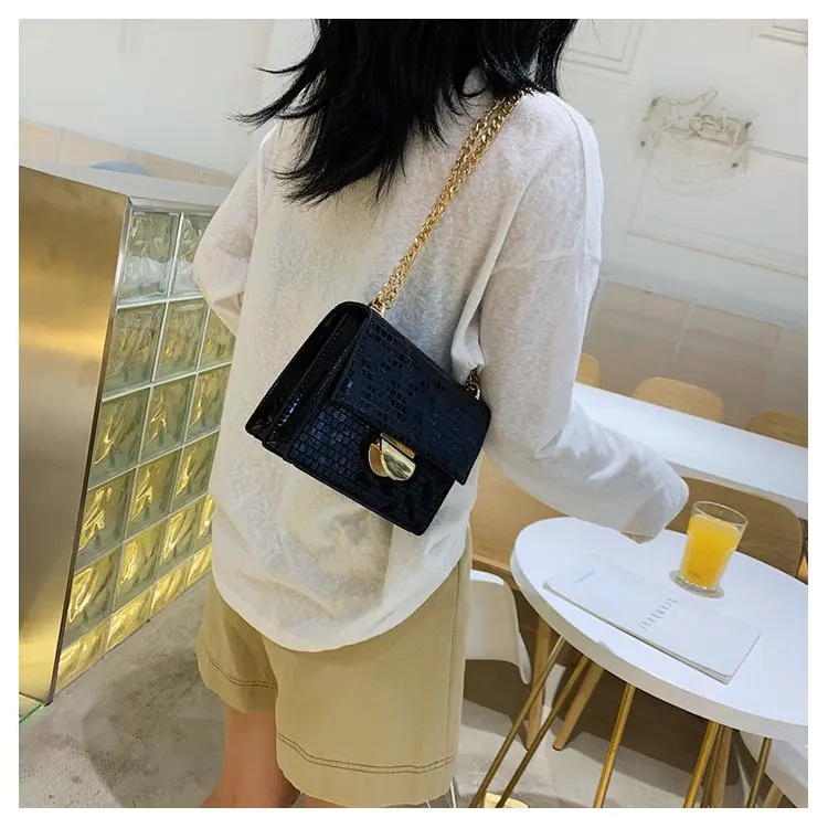PU Leather Crossbody Bags for Women Designer Chain Shoulder Messenger Bag Gold Silver Luxury Handbags Women Bags