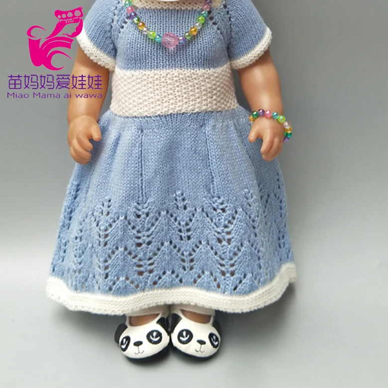 Комплект одежды для куклы младенца 43 см вязаное платье шапка шарф девочки 18