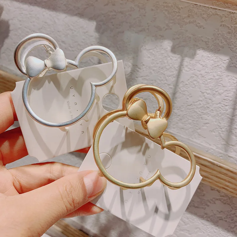 

Disney Minnie Doll Accessories New Metal Matte Temperament Mickey Mouse Hollow Flower Grab Clip Hair Clip