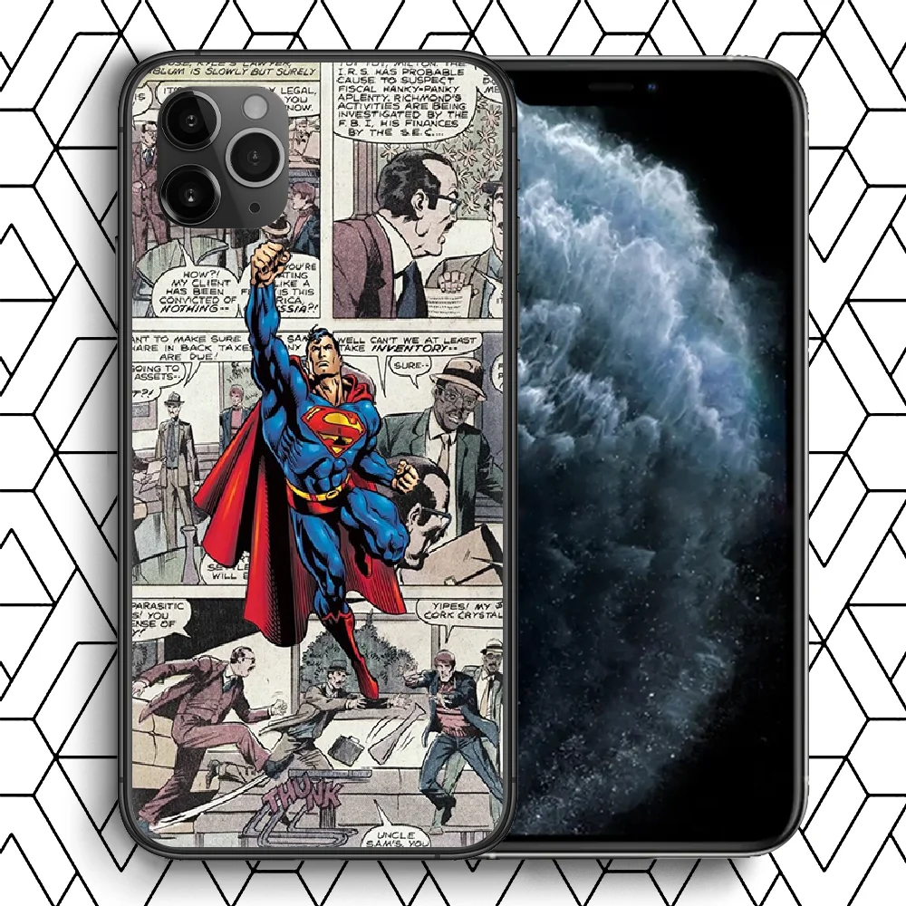 

Supermans Superhero Phone Case For Iphone 4 4s 5 5S SE 5C 6 6S 7 8 Plus X XS XR 11 12 Mini Pro Max 2020 black Cell 3D Waterproof