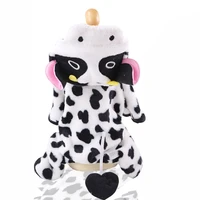 pet clothes cow plush hoodie winter warm and comfortable clothes jumpsuit fashionable pet supplies suitable for cats and dogs