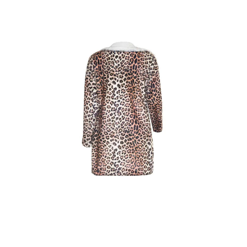 Fashion Leopard Print Womne Long Coat Velvet Turn Down Collar With Pocket Keep Warm Jackets Women 2020 |