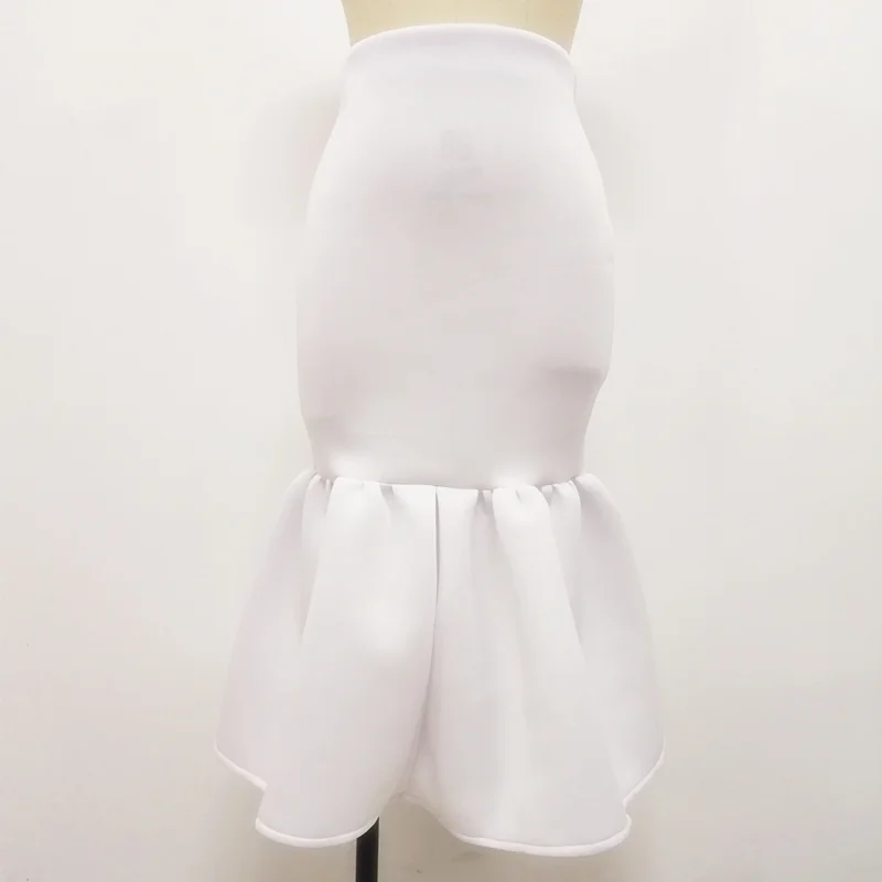 Большой Размеры женские белые Плиссированное юбки Для женщин Русалка Высокая