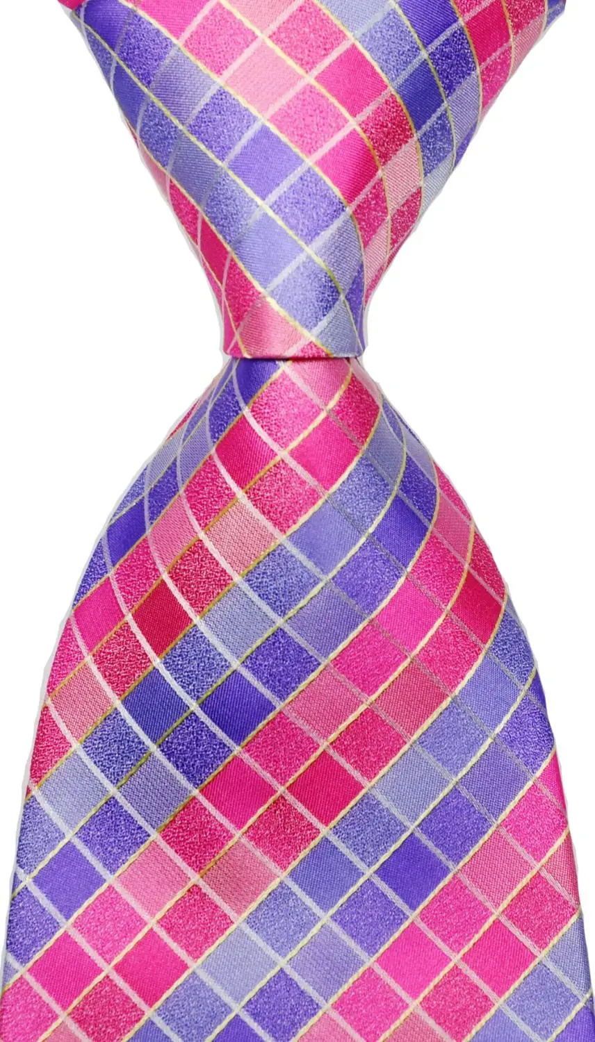 

Men's Floral Tie 100% Silk Paisley Purple Pink Jacquard Party Wedding Woven Fashion Design Necktie