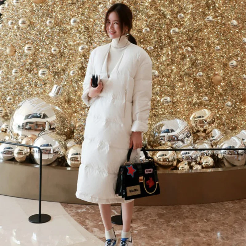 LANMREM однотонные Цвет с v образным вырезом длинным рукавом прямой трубки свободные