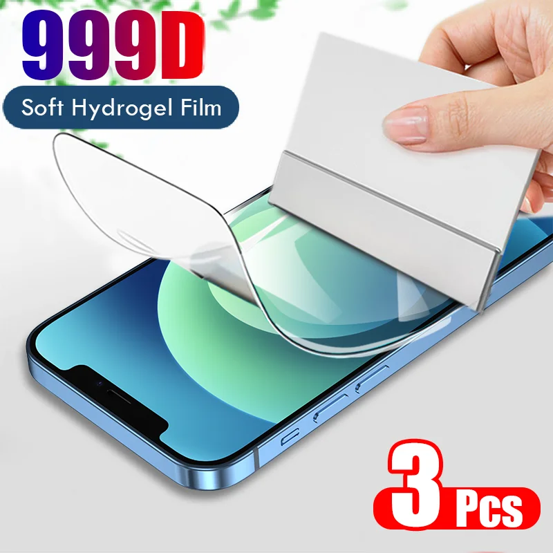 

3Pcs Hydrogel Film Screen Protector For iPhone 7 8 Plus 6 6s SE 2 Soft Protective Film On iPhone 11 12 Pro X XR XS Max Not Glass