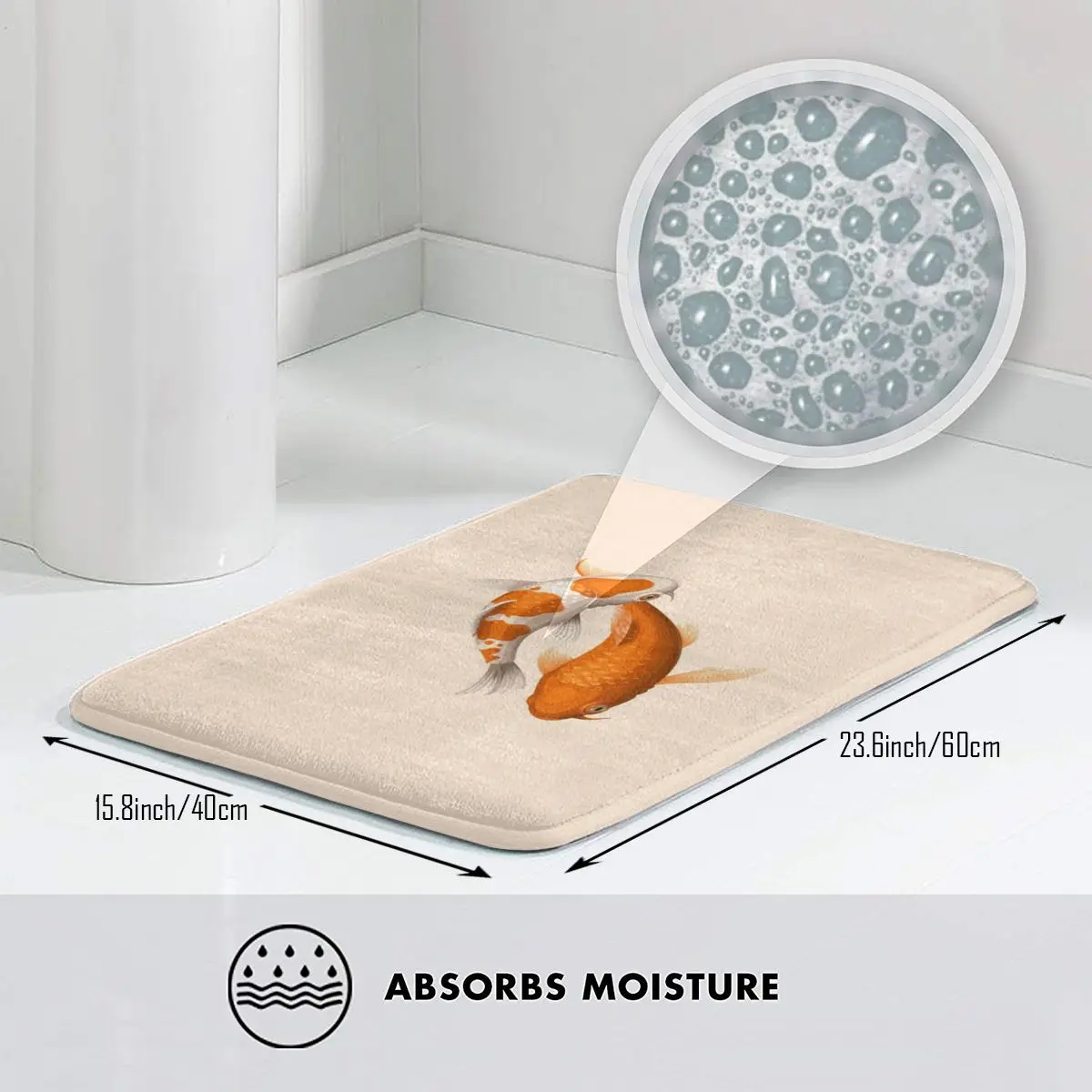 

Коврик для ванной оранжево-белый коврик для двери рыбы кои из полиэстера нескользящий моющийся коврик для входа в гостиную дома ванной комн...