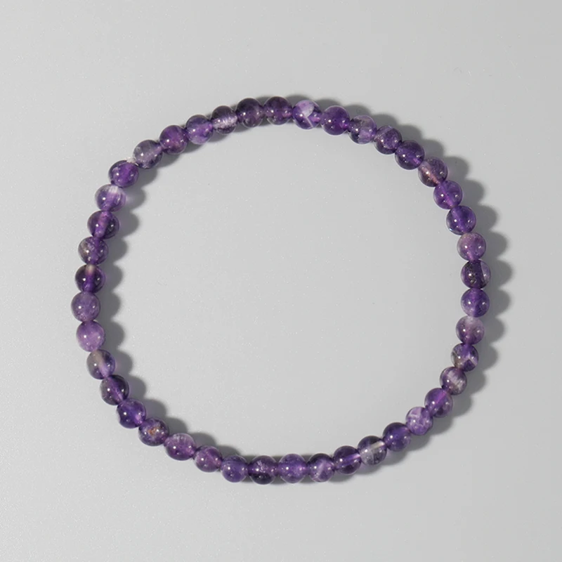 4MM Mini Amethyst Beads Bracelet Energy Bracelets Tiny Bracelet Natural Stone Statement Bracelet Charm Beaded Couples Bracelets images - 6