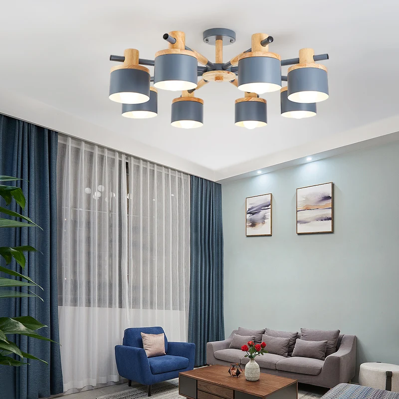 Современная люстра в скандинавском стиле Круглая Металлическая лампа с абажуром