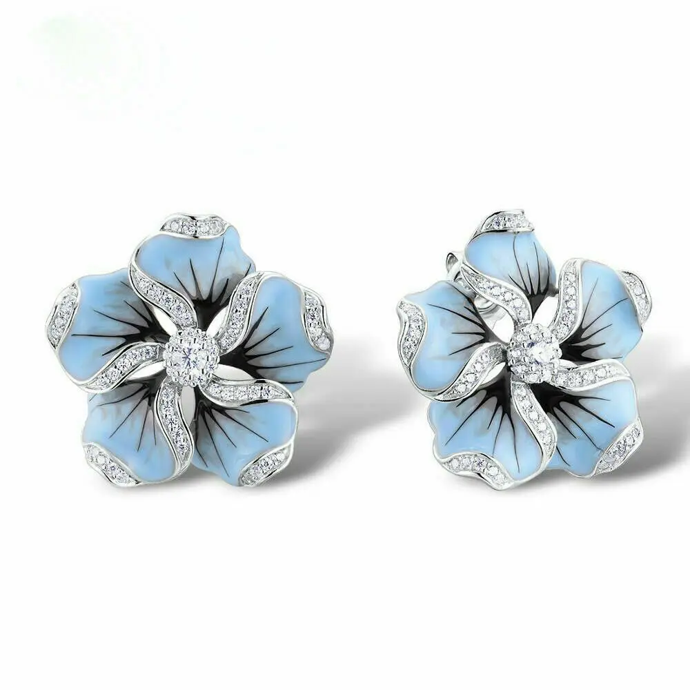 

2021 Vintage Earrings With Flowers Full Of Diamonds, A Pair Of Beautiful Flower Women's Earrings With White Sapphire Jewelry