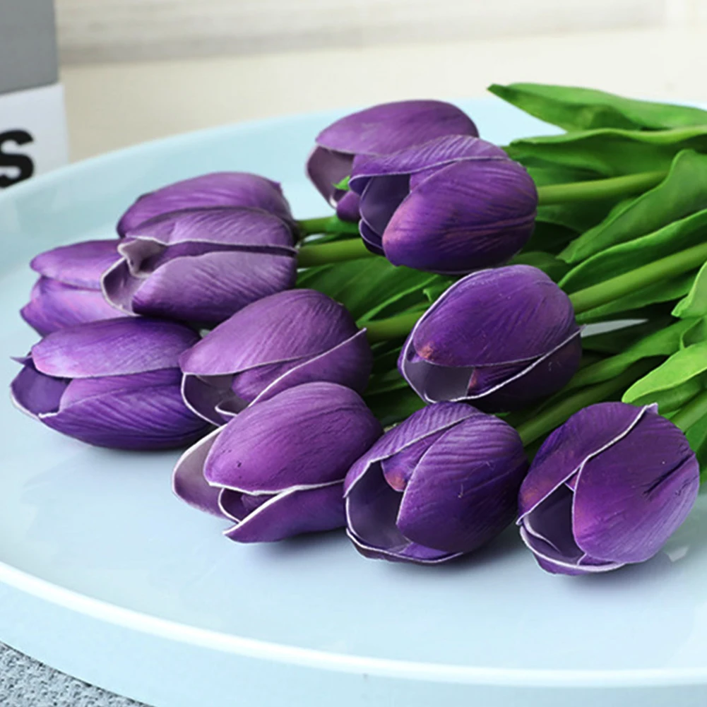 Симпатичный искусственный Шелковый Тюльпан из латекса для офисного стола