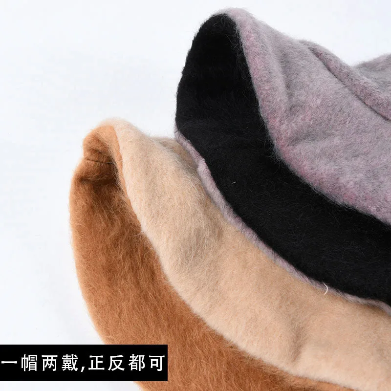 Женская двухсторонняя Панама Меховая зимняя для женщин плотная мягкая теплая