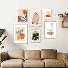 Постеры в стиле бохо с изображением терракотовой женщины, абстрактные ботанические плакаты, картины на стену, Картина на холсте, домашний декор