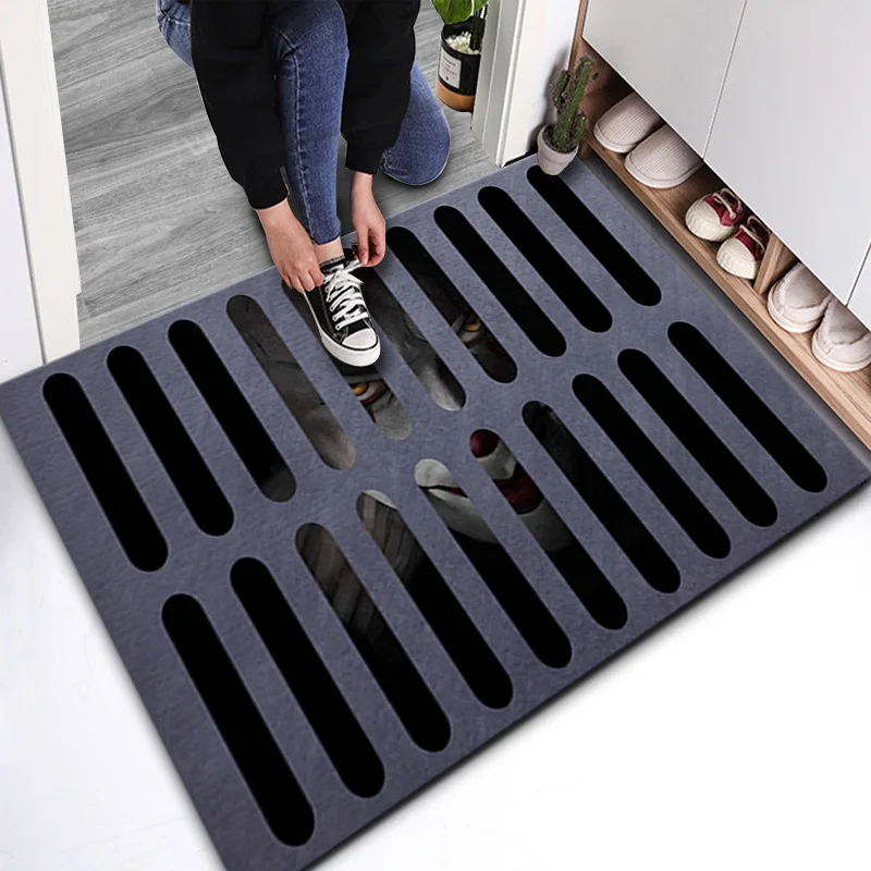 

Sewer Manhole Cover Clown Carpet Halloween Skull Design Grimace Series Mats Living Room Decoration Home Rugs