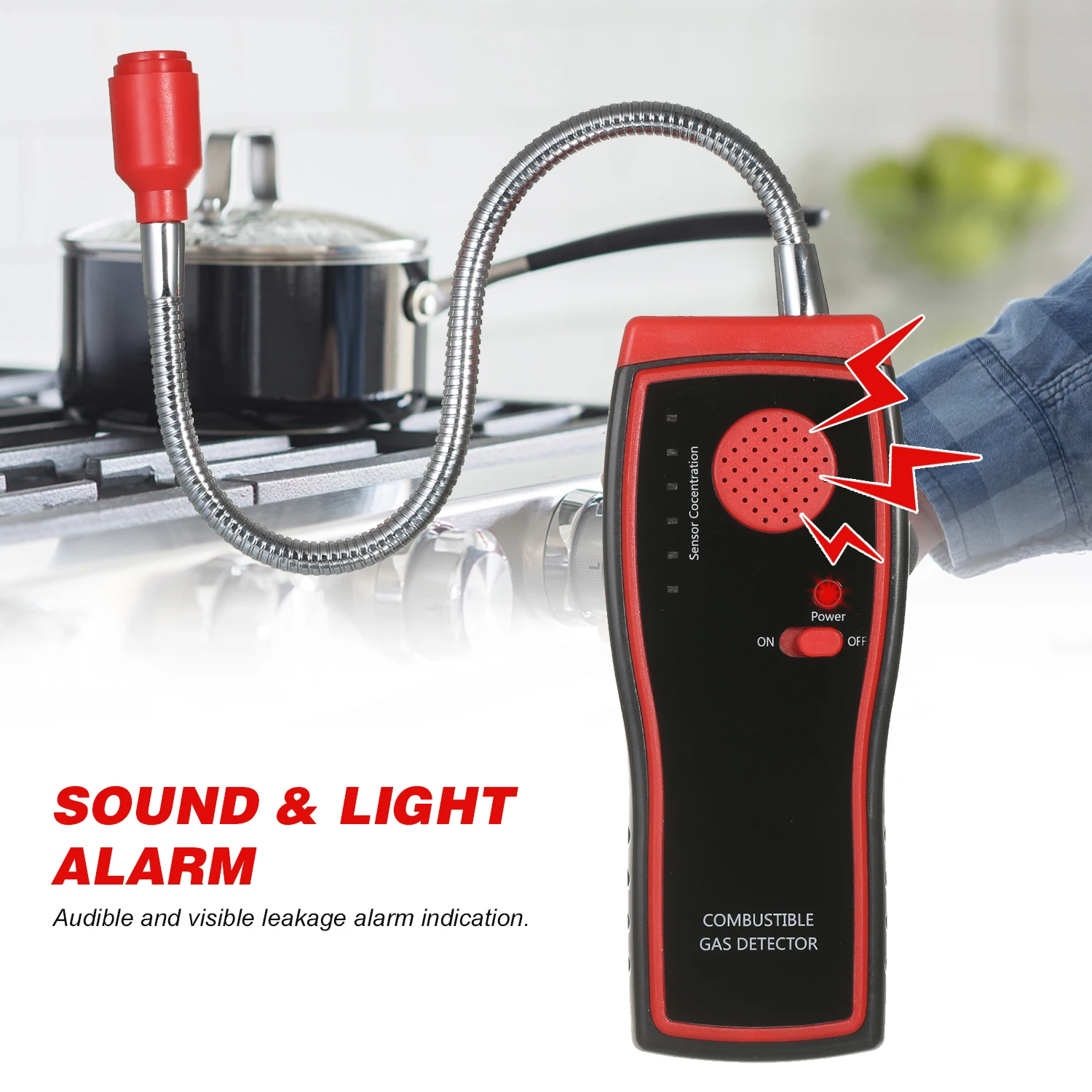 

KKmoon ручной детектор горючего газа со звуком светильник Будильник цифровой газовый прибор для обнаружения газа Тестер Утечки Газа Анализат...