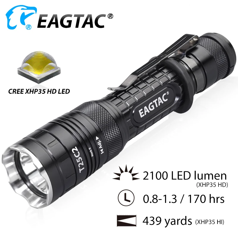 Тактический светодиодный фонарик EAGTAC T25C2 Pro 2100 люмен 18650 для охоты сменный модуль