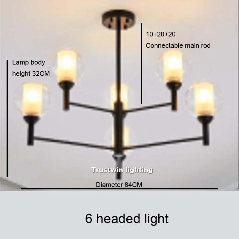 Креативная современная простая светодиодная люстра 4 6 8 12 огней стеклянный