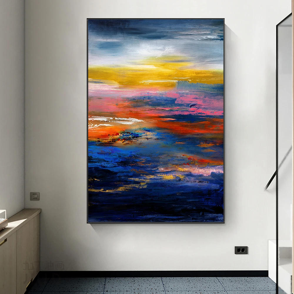 Красочная масляная живопись в виде облака современная абстрактная настенная